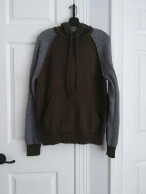 Olive Green & Gray Hooded Sweater